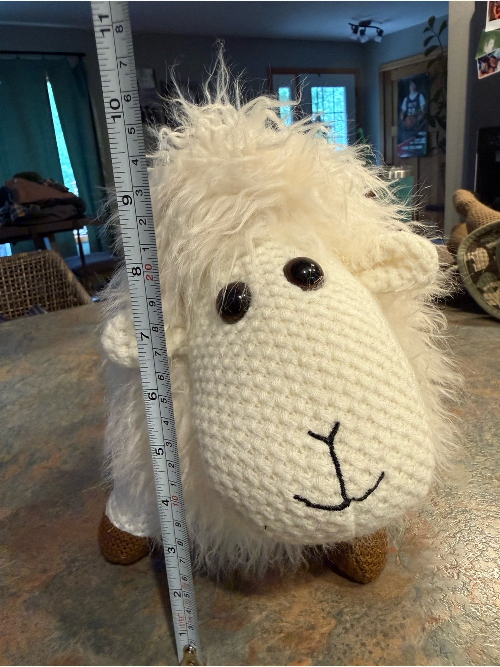 Cream Plush Sheep Decorative Accent Pillow - Soft Knit Nursery Plush